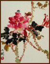 Rose et scarabée, peinture chinoise par Ngan Siu-Mui
