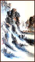 Rocky Mountain, Canadian landscape ~ Winter, Chinese landscape Painting by Ngan Siu-Mui, revolutionary and innovative style
