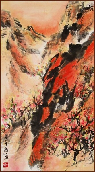 Canadian Landscapes, Autumn Red, Painting by Ngan Siu-Mui