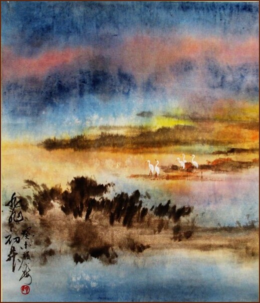 Brilliant Dawn, Chinese Painting by Ngan Siu-Mui