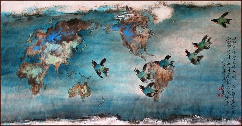 七好鳥 ~以紅十字會七項原則為題, 顏小梅國畫, 紅十字會收藏
