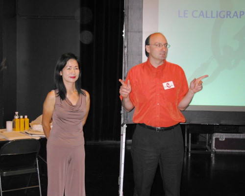 Ngan Siu-Mui and Mr Christian O'Leary, director of Conseil des Arts de Montréal, adressing the participants in the 2004 Journées de la culture