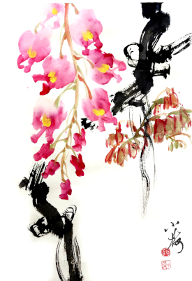 紫藤, 中國國畫最佳技巧課程, 顏小梅藝苑 加拿大滿地可市