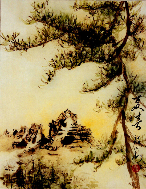 Ngan Siu-Mui's Landscape Painting, Rocky Mountain Canada Summer Sunshine 1996
