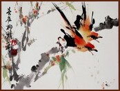 黃鶯, 春在柳梢, 顏小梅國畫, 嶺南畫派風格