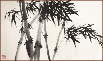 Ink Bamboo – Chinese Watercolor Painting in Lingnan style by Hong Tong-Keung (NganSiuMui.com)
